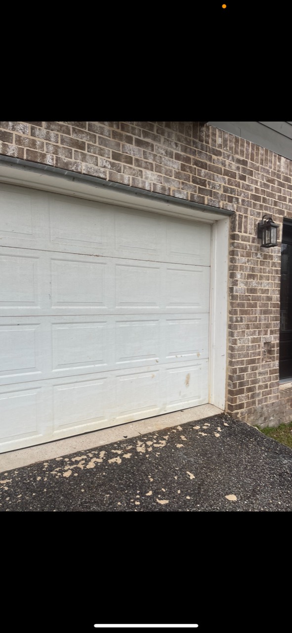 White garage door before repainting